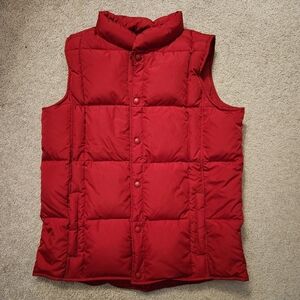 Kids Lands End Red Puffer Down Vest Large